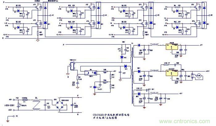 圖1：步進(jìn)電機驅動(dòng)的主電路和開(kāi)關(guān)電源電路