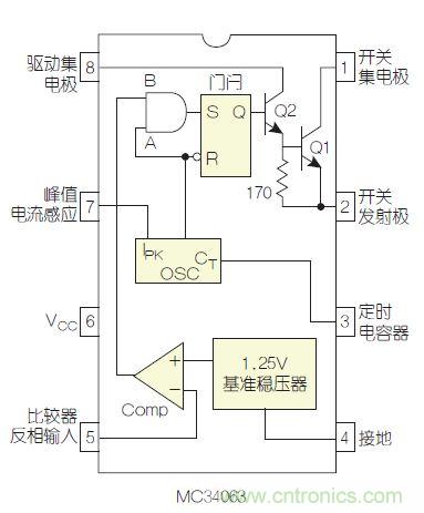 圖2：MC34063是該電路核心。