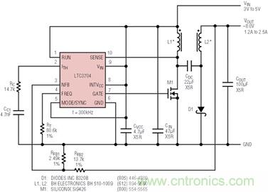 具有負反饋引腳和用于負輸出電源的高性能、單端控制器IC