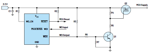 利用低電平有效輸出驅動(dòng)高端MOSFET輸入開(kāi)關(guān)以實(shí)現系統電源循環(huán)